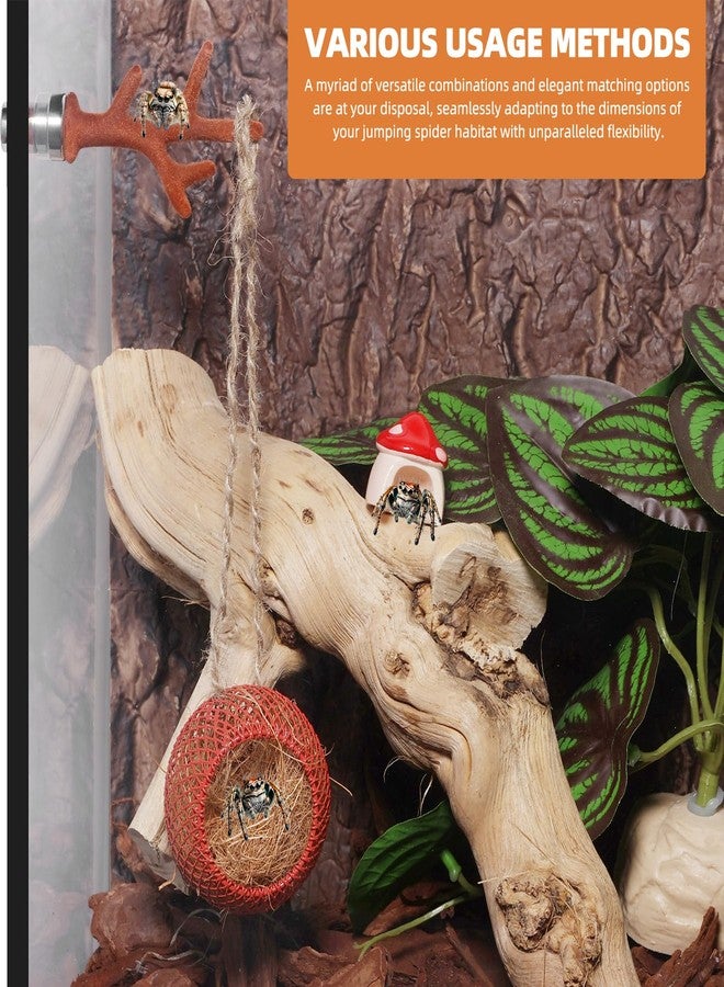 Hollima Jumping Spider Hide Enclosure Habitat with Decoration Anlter, Mushroom Decor Pet Spider Hideout Nest Climbing Pet Spider Hideout Enclosure Accessories - Image 3